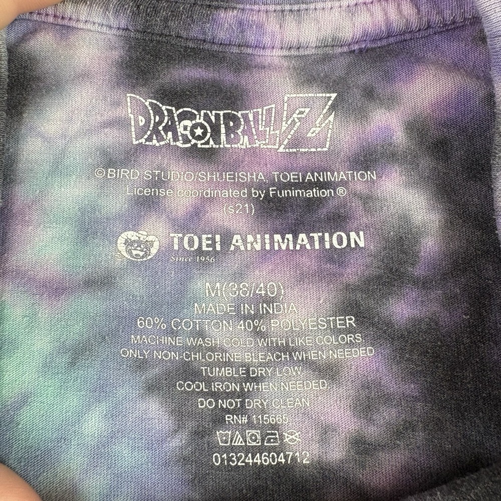 Dragon Ball Z Goku Tie Dye T-Shirt Men's Medium Anime Graphic Tee Purple Teal - Picture 3 of 6
